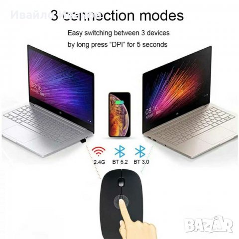 Безжична мишка - 3в1 /wifi+bluetooth 3.0~5.2, снимка 1 - Клавиатури и мишки - 30278476