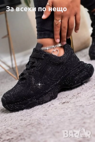 Alexander McQueen Дамски Черни Блестящи Маратонки 👟Дамски Спортни Обувки Код E. Fashion-23, снимка 3 - Маратонки - 52745463