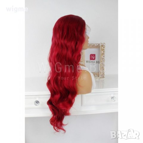 Дълга червена на вълни лейс фронт перука Лайла, снимка 3 - Аксесоари за коса - 29618814