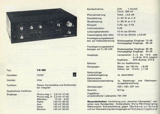 UHER VG-850 V-FET Lo-D HA-500FET Hitachi, снимка 4 - Ресийвъри, усилватели, смесителни пултове - 51257944