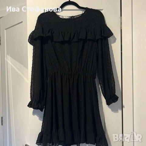 Нова черна елегантна феерична но точки  къса рокля zara Zara , снимка 6 - Рокли - 52484244