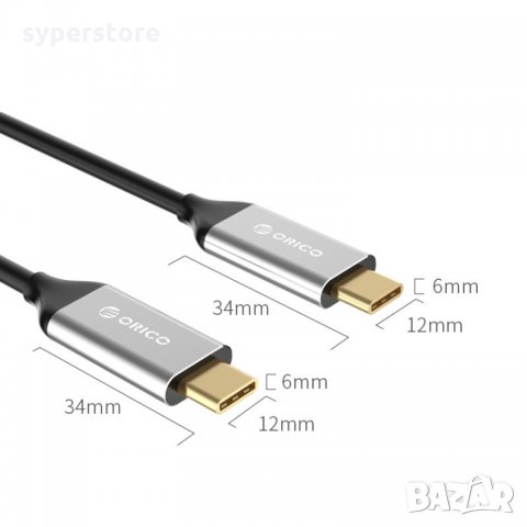 Кабел USB3.1 Type C към USB Type C Gen2 0.50m 5A Orico CCU-05-GY-BP Cable USB Type C M/F, снимка 3 - Кабели и адаптери - 34333146