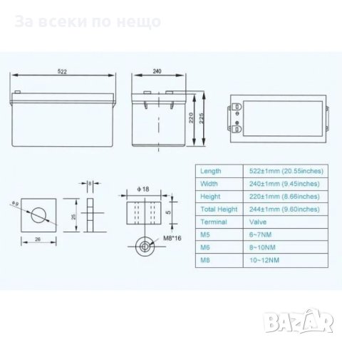 PNG батерия Гел батерия с преден терминал 6GFM200G (12V200Ah) европейски стандарт, снимка 6 - Оригинални батерии - 44265068