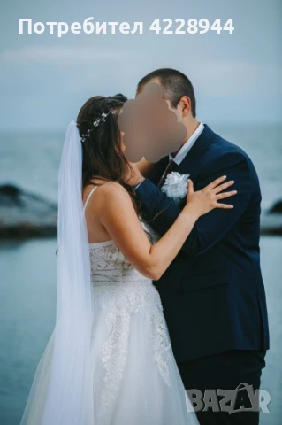 Сватбена Булчинска Рокля размер M/L, по поръчка, с презрамки, снимка 5 - Сватбени рокли - 50779082