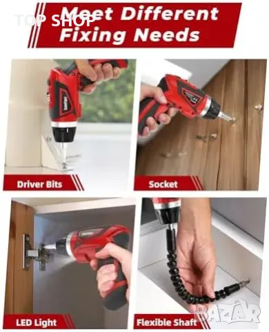 Нов DuroFort 8V Акумулаторен Винтоверт + 89 Аксесоара, LED, Гъвкав Вал, снимка 6 - Гедорета - 49641868