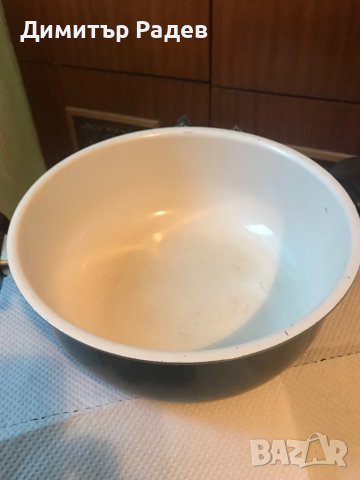 ТЕНДЖЕРА ЕМАЙЛИРАНА  Ф28 СМ СЪС УДЕБЕЛЕНО ДЪНО 5ММ И СТЪКЛЕН КАПАК, снимка 4 - Съдове за готвене - 42915930