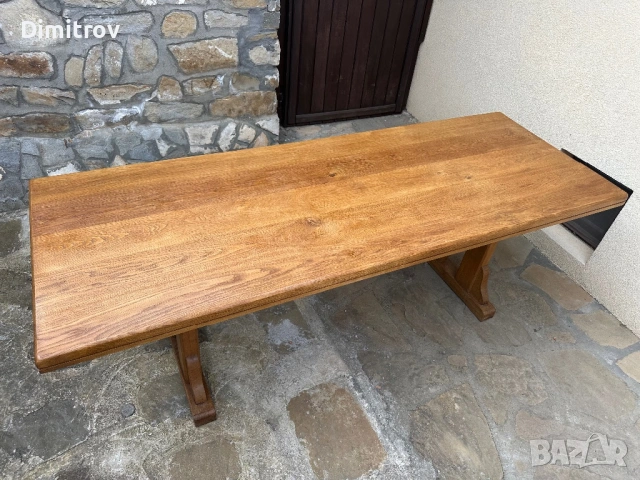 Масивна дъбова маса – 230 см, плот 6 см, снимка 8 - Маси - 53958821