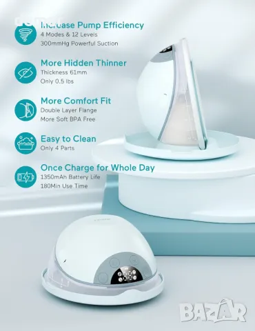 Електрическа помпа за кърма Paruu P20, 4 режима и 12 нива, 19/21/24 мм, 2 броя, снимка 2 - Помпи за кърма - 50271220