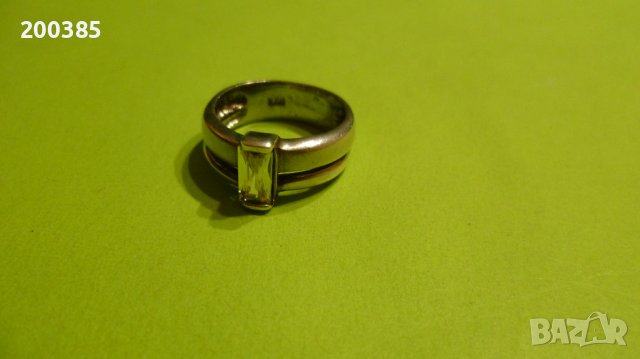 Масивен сребърен пръстен с голям бял кристал, снимка 4 - Пръстени - 38796161