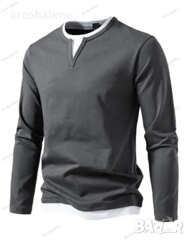 Фалшива двуслойнa мъжка тениска с V-образно деколте и шевове, 4цвята , снимка 10 - Тениски - 48458438