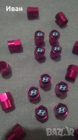 Шестограмни метални червени капачки за вентили винтили с емблеми на кола автомобил мотор джип, снимка 7 - Аксесоари и консумативи - 29435168