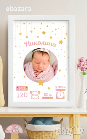 Постер-Бебешки визитки със снимка по избор♥️♥️♥️, снимка 6 - Декорация за дома - 51534745