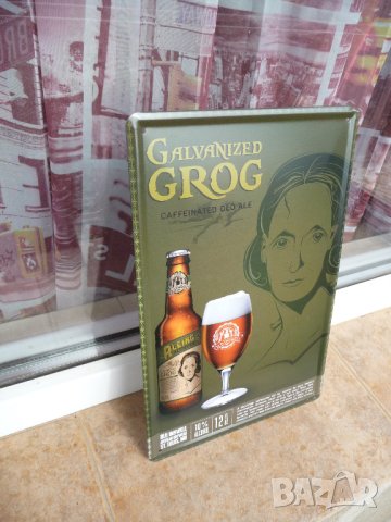 Метална табела бира грог бира тъмна червена крафт хубава Galvanized Grog, снимка 2 - Рекламни табели - 42747945