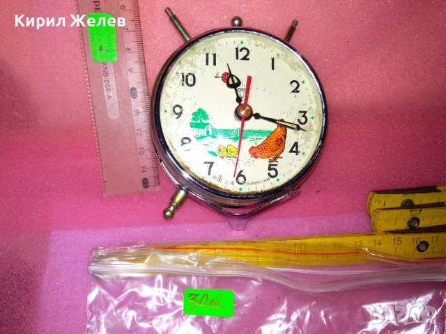 SHANGHAI CHINA Стар РЯДЪК КОЛЕКЦИОНЕРСКИ РЕТРО МЕХАНИЧЕН КИТАЙСКИ БУДИЛНИК ШАНХАЙ 28696, снимка 4 - Антикварни и старинни предмети - 44545936