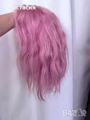 Розова перука естествена коса
