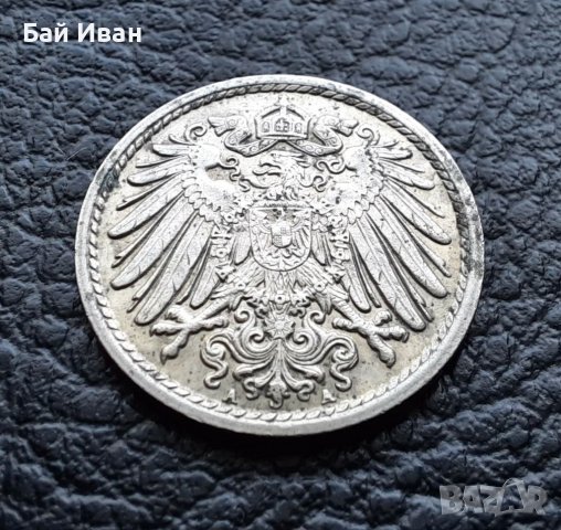 Стара монета 5 пфенига 1913 г. буква  А -Германия - 110 годишна !