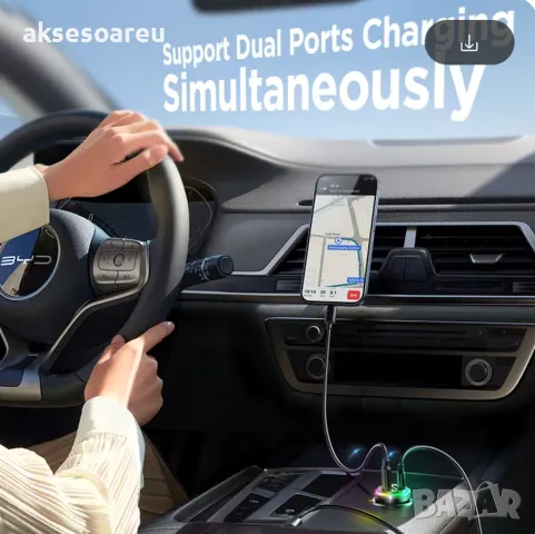 Супер бързо PD зарядно за зареждане на телефон в запалката на кола изцяло метално Dual USB с голяма , снимка 12 - Зарядни за кола - 47376220