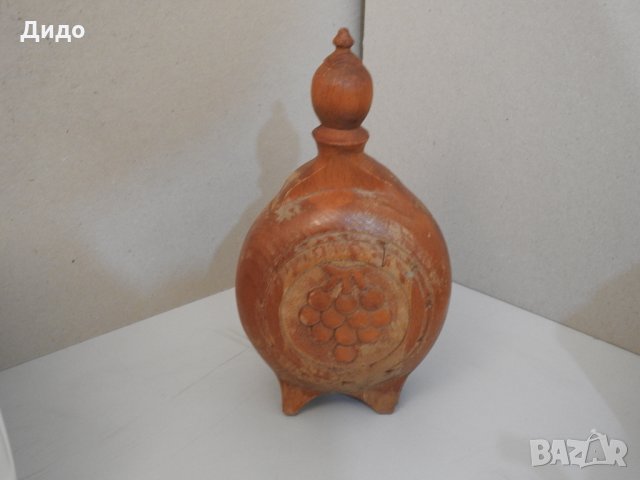 Стара дървена резбована бъклица, снимка 2 - Антикварни и старинни предмети - 31937456