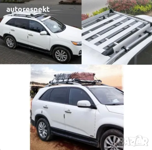 Багажник за покрива на автомобила 140 х 100 х 9 см + напречни греди, снимка 6 - Аксесоари и консумативи - 48455109