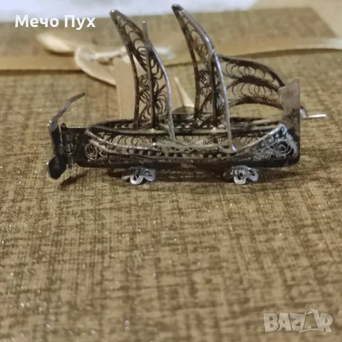 Сребърна миниатюра на стара римска галера - филигран, снимка 5 - Антикварни и старинни предмети - 49786236