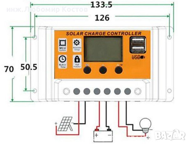 Контролери за Соларни панели - тип МРРТ, 12 V и 24в, 30, 60, 80, 100ампера, снимка 5 - Друга електроника - 37141531