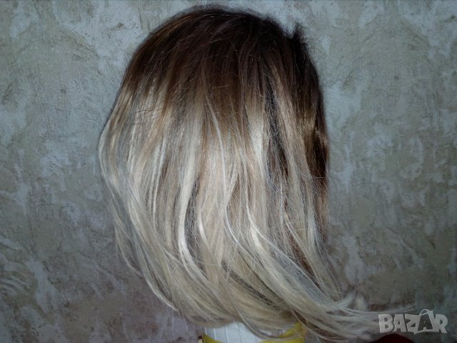 НОВА перука - боб -омбре тъмнокестеняво към платинено русо, снимка 7 - Аксесоари за коса - 36683118
