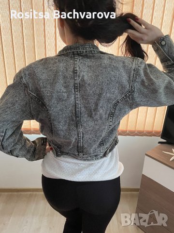 Черно дънково яке, размер М, снимка 5 - Якета - 38896198