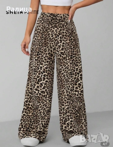 Нов леопардов панталон с широки крачоли, снимка 5 - Панталони - 51478097