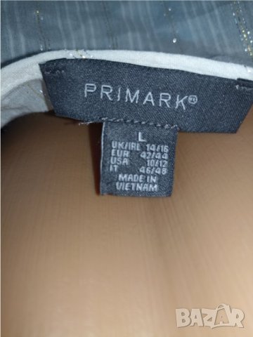 Primark L, XL- Кроп топ в бяло със златисти нишки , снимка 5 - Корсети, бюстиета, топове - 37396727