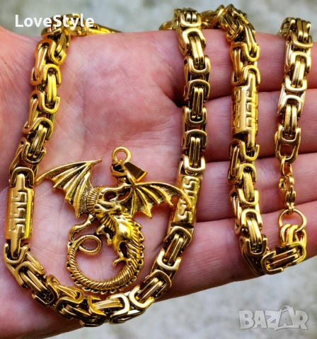 Dragon King Chain – мъжки ланец с дракон 🐉 | с позлата