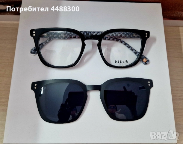 Рамки за очила Kubik в черен цвят с клип, снимка 3 - Слънчеви и диоптрични очила - 51507116