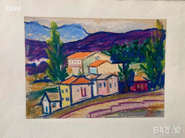 ДИМИТЪР ВЪЛКАНОВ (1907 - 1997) акварел "Родопи", снимка 3 - Картини - 52815359