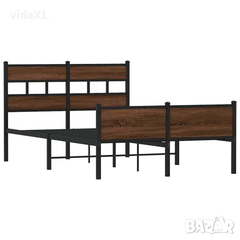 vidaXL Рамка за легло без матрак кафяв дъб 120x200 см инженерно дърво, снимка 3 - Спални и легла - 56147566