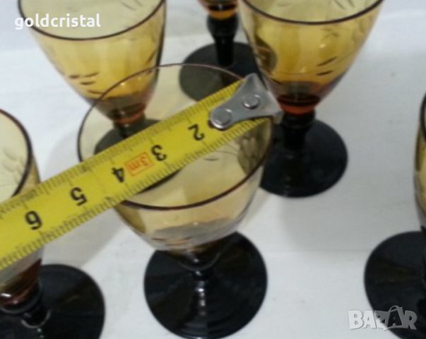 Стъклена гарафа и чаши цветно стъкло, снимка 5 - Антикварни и старинни предмети - 36017169