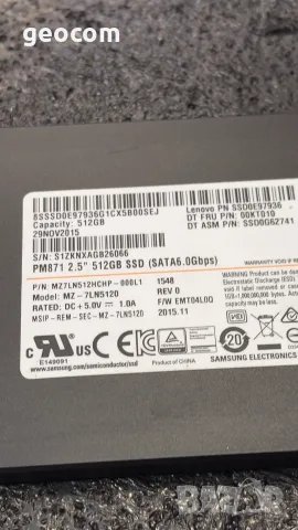 512GB SSD Samsung PM871 2.5" (S-ATA III,TLC,540/510Mbps), снимка 3 - Твърди дискове - 55977866