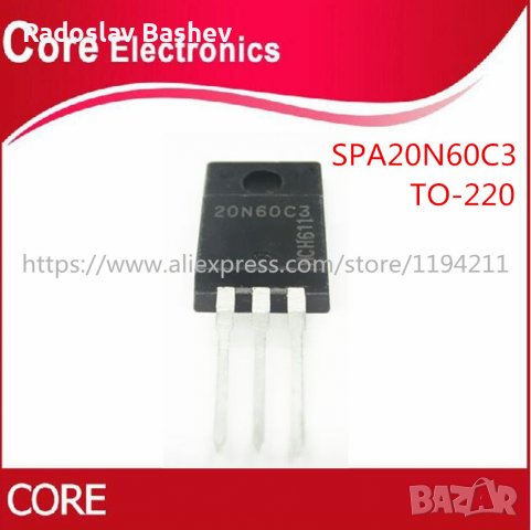 Транзистор 20N60C3, MOS-N-FET, 650 V, 20.7 A, 0.19 Ohm., снимка 2 - Части и Платки - 37340895