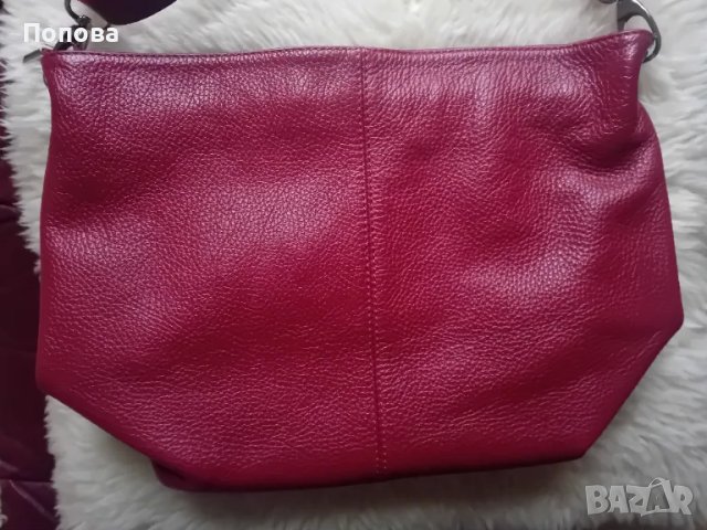 Червена италианска чанта естествена кожа , снимка 3 - Чанти - 50051520