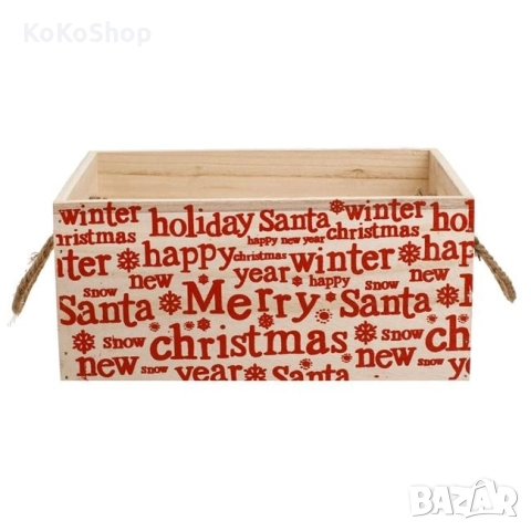 Коледна дървена щайга-28x21x13 см./дървена щайга, снимка 2 - Декорация за дома - 52321295