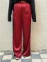 Нов Винено червен Сатениран широк панталон с висока талия ХЛ, снимка 6