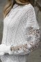 Дамска плетена блуза в бяло с ефектна бродерия, от памук и акрил, снимка 7
