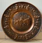 Медна чиния с ловен мотив, снимка 1
