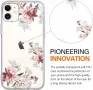  Калъф за iPhone 11 6.1", тънък, мек силикон с дизайн на розови цветя, снимка 4