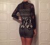  Официална къса черна дантелена рокля , снимка 12