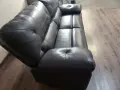 Сив кожен диван тройка, снимка 3