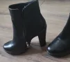 нови черни боти на дебел ток от Mi moda естествена кожа, снимка 1