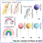 25 броя комплект Unicorn еднорог дъга топчета за декорация на торта , снимка 3