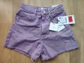 Къси стилни дамски дънкови панталонки в лилав цвят размер 32/XXS на ZARA, снимка 1