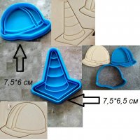 Пътен Конус Строителна Каска пластмасов резец форма фондан тесто бисквитки, снимка 1 - Форми - 30160795