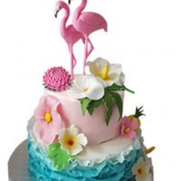 Фламинго на клечка пластмасов топер фигурка за торта , снимка 1 - Други - 35471472
