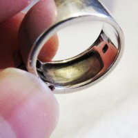Стар марков мъжки сребърен пръстен с красиви желти сапфири -  стар внос от Щати, снимка 7 - Пръстени - 29499201